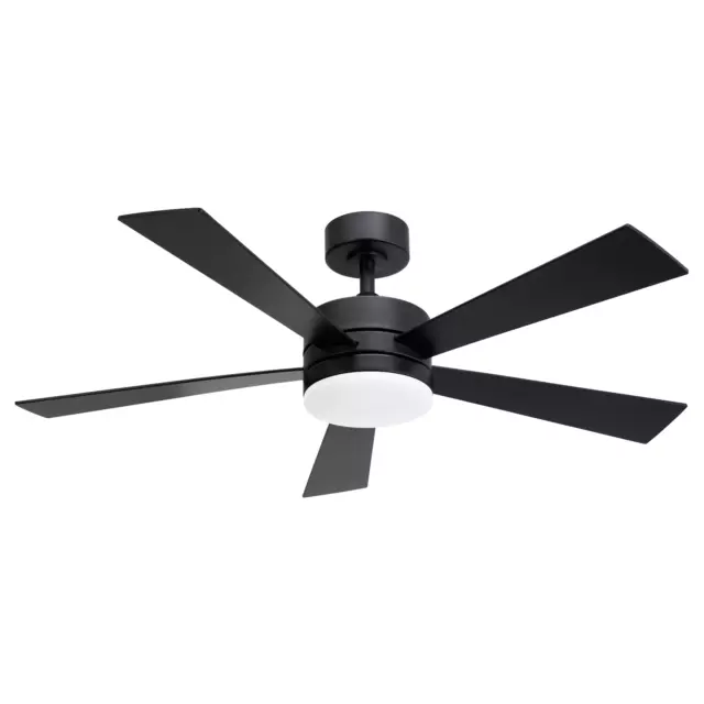 POLLOR 52 Inch Large Ceiling Fan Black Reversible LED Light 6 Speed with Remote