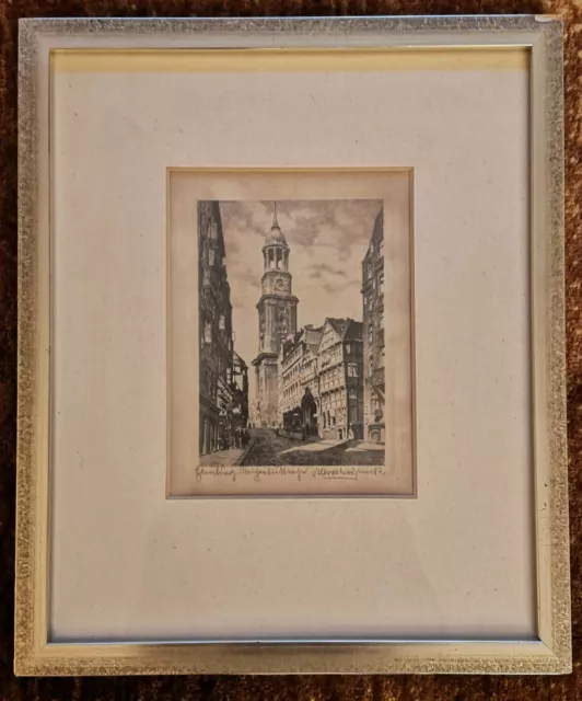 Hamburg Michaeliskirche, St. Michael, Michel, Originalradierung um 1930, gut erh