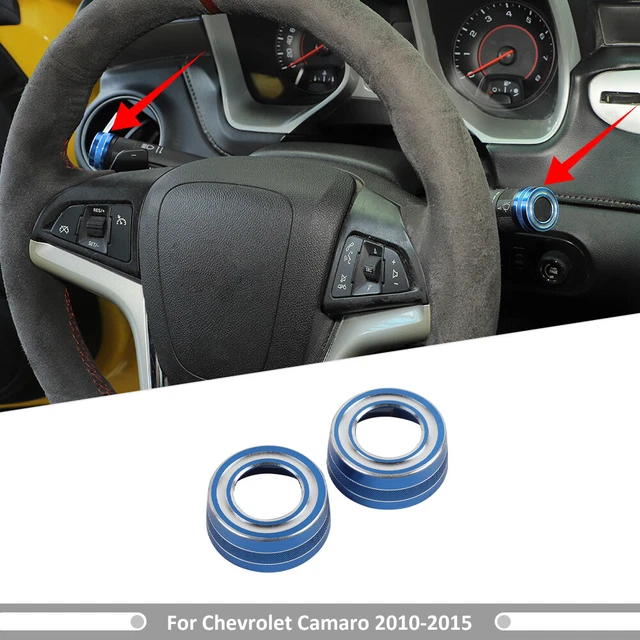 BLUE STEERING WHEEL Pull Rod Control Pole Lever Ring Trim For Camaro