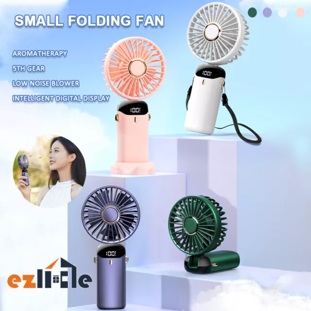 Cooling USB Rechargeable Portable Hand held Fan Folding Desk Cooler 5 mode Mini