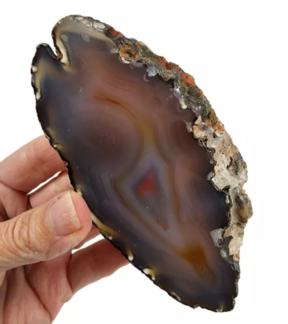 Banded Crystal Agate Polished Thick Slab 192 grams.