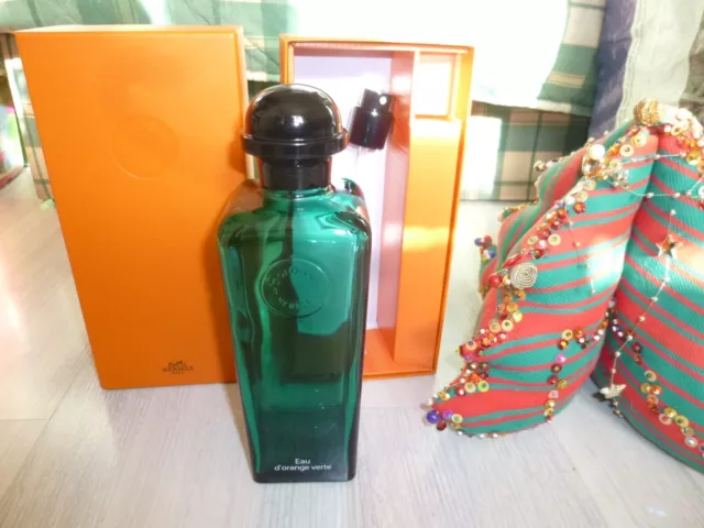 JOLI & RARE  flacon VIDE 400 ML    EAU  D'ORANGE VERTE  de HERMES + BOITE ORANGE