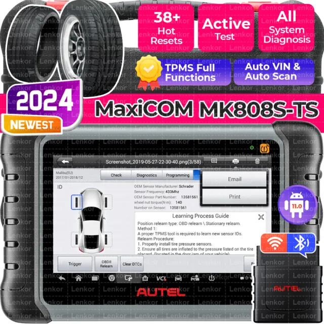 Autel MaxiCOM MK808S-TS As MX808S-TS TPMS Relearn Car Diagnostic Scanner Tool