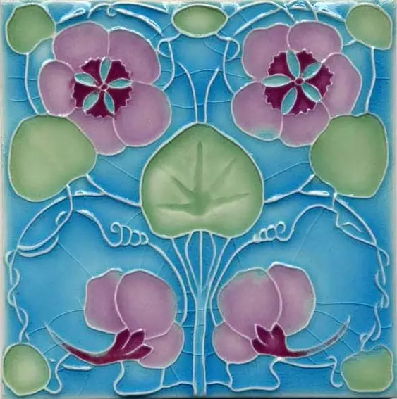 Barroque Victorian Art Nouveau Vintage Ceramic Tile Rare Reproduction Majolica