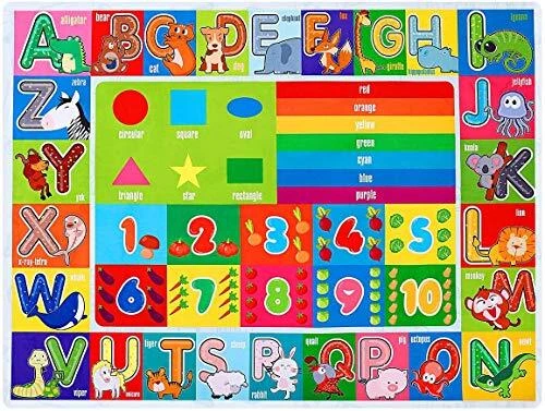 IMIKEYA Educational Rug Playtime Collection ABC Numbers and Shapes Learning C...