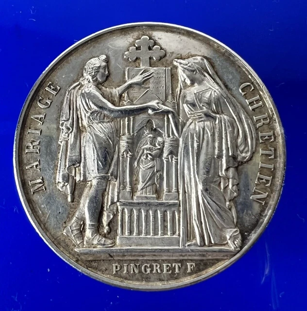 Médaille Jeton De Mariage En Argent – Pièce De Collection – France