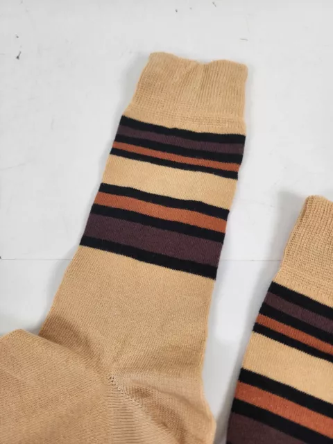 Vtg 40s Socks Cotton Stretch Mens Rockabilly New Deadstock Striped Stripes Socks 3