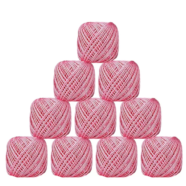 Combo de hilo de algodón de crochet para bordar conjunto de 10 bolas rosa