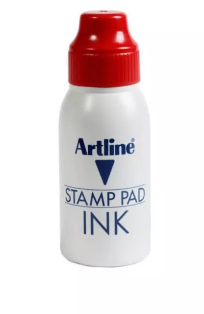 RED Artline Stamp Pad Refillable Ink 50cc Bottle with Unique Valve Simple Ink