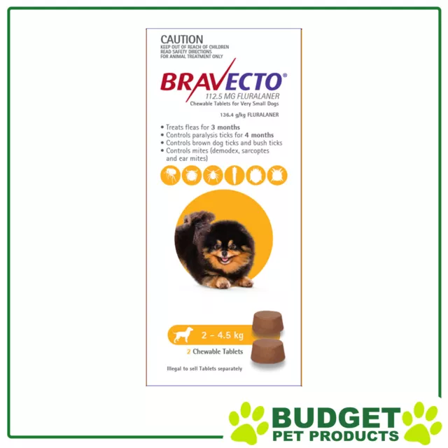 Bravecto For Very Small Dogs 2-4.5kg 2 Chews