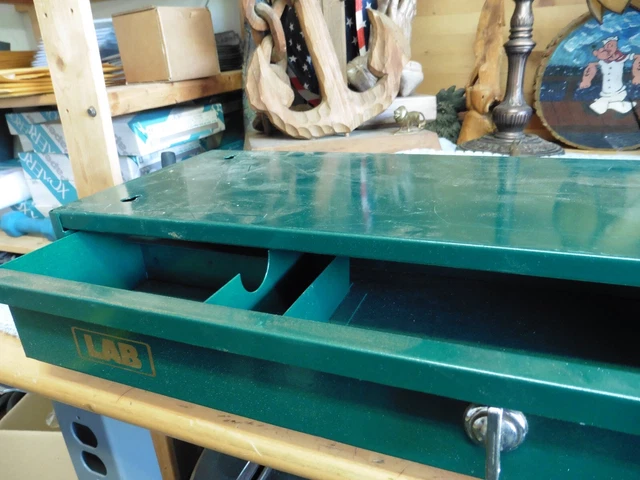 Lab Security System Green HEAVY Metal Key Locksmith Drawer EMPTY storage box Lab Security System Green HEAVY Metal Key Locksmith Drawer EMPTY storage box