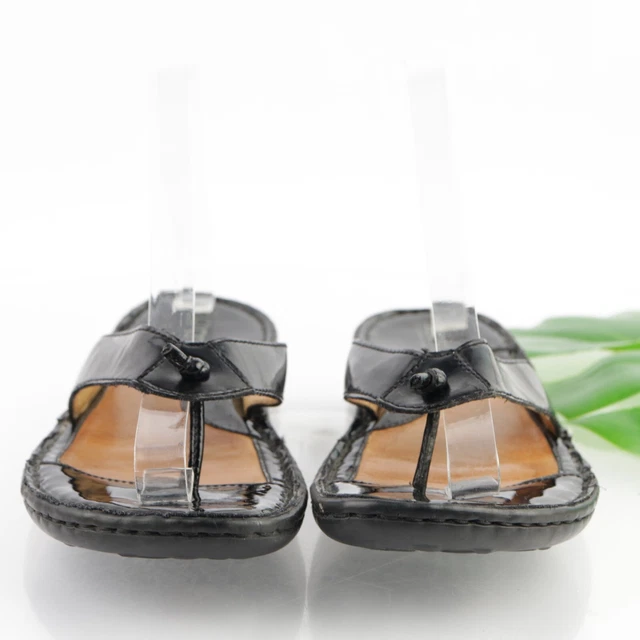 Born Women's Sandal Size 8 Black Patent Leather Thong Flip Flop Slide Opanka 3