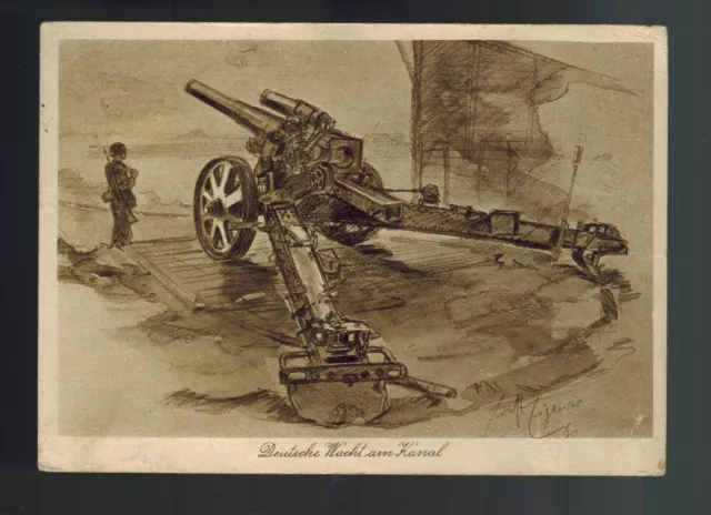 1944 Germany Feldpost Military Wehrmacht Picture postcard Cover Artillery Gun