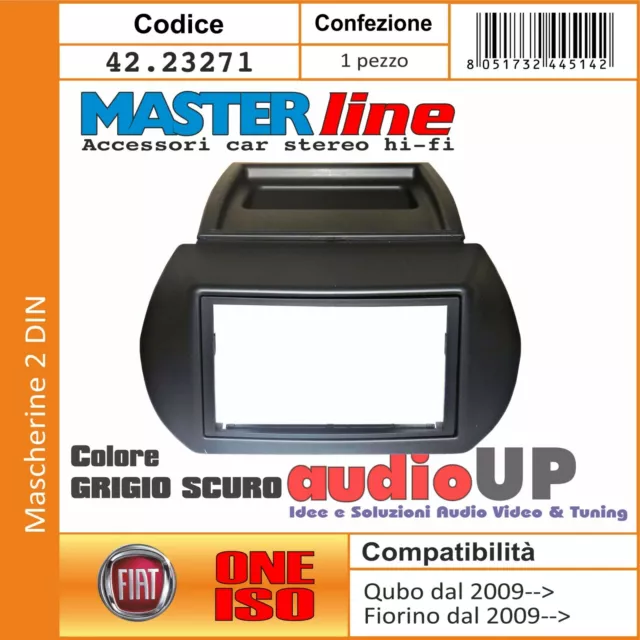 Radio Máscara 2 din para Fiat Fiorino De 2009 - Adaptador Gris Oscuro