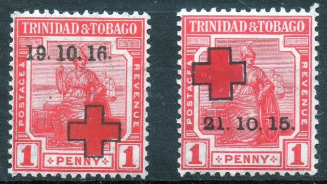 Trinidad & Tobago 1915-16 KGV Red Cross Overprint mint stamps MNH