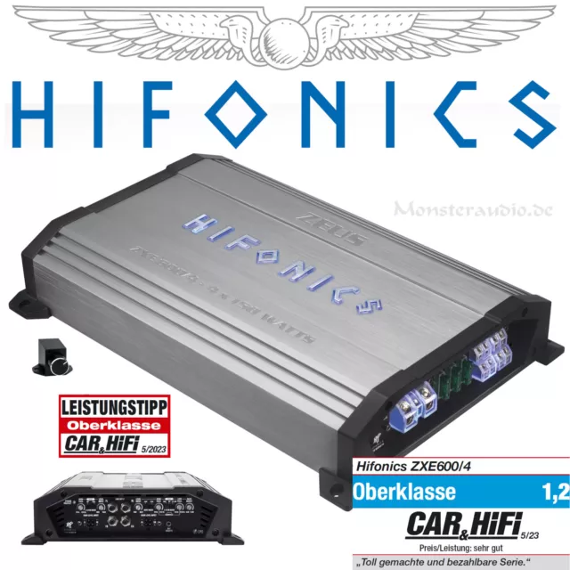 Hifonics 600 Watt RMS 4-Kanal-Verstärker Klasse A/B ZXE600/4 Zeus Auto Endstufe