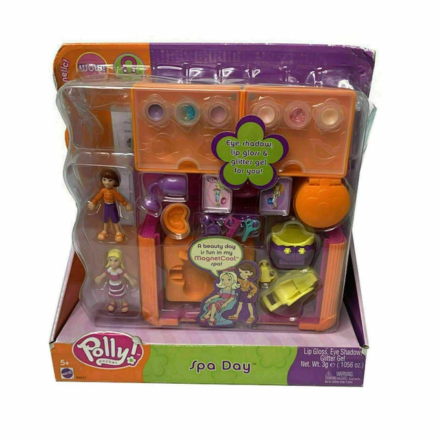 チープ Polly Pocket Spa Day Playset with Eye shadow, lip gloss glitter gel. 