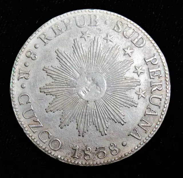 Peru - South peru 1838-BA Silver 8 Reales Cuzco Mint. High Grade