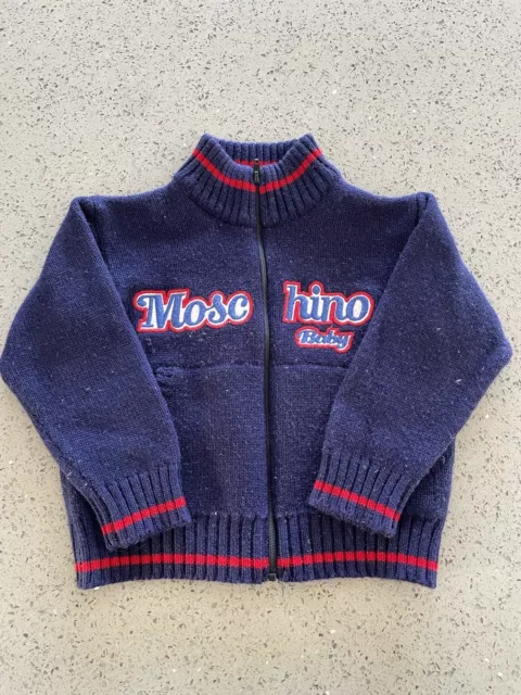 Moschino Baby Toddler Boys Knit Jacket Jumper Size 18m. Pet Smoke Free Home.