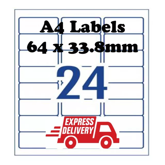 A4 Self Adhesive Address Labels Laser Inkjet Print Mailing Stickers 24 Per Sheet