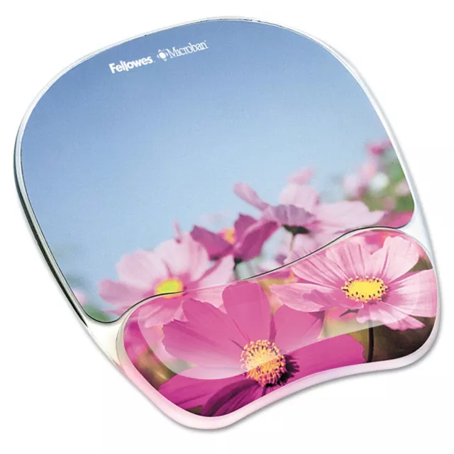 Fellowes 9179001 Mouse Pad Wrist Rest w/ Microban Protection - Pink Flowers New