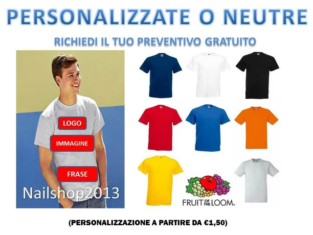 MAGLIETTA DA LAVORO MANICA CORTA 195 gr  FRUIT OF THE LOOM 100% COTONE S-XXL