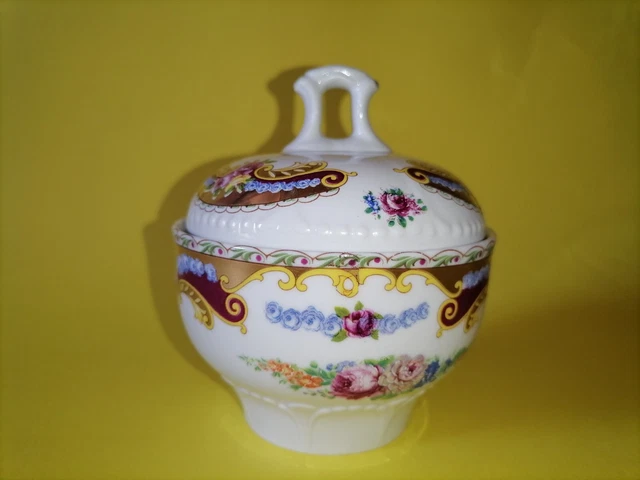 Zuccheriera in porcellana Depos Limoges motivi floreali vintage altezza 11 cm
