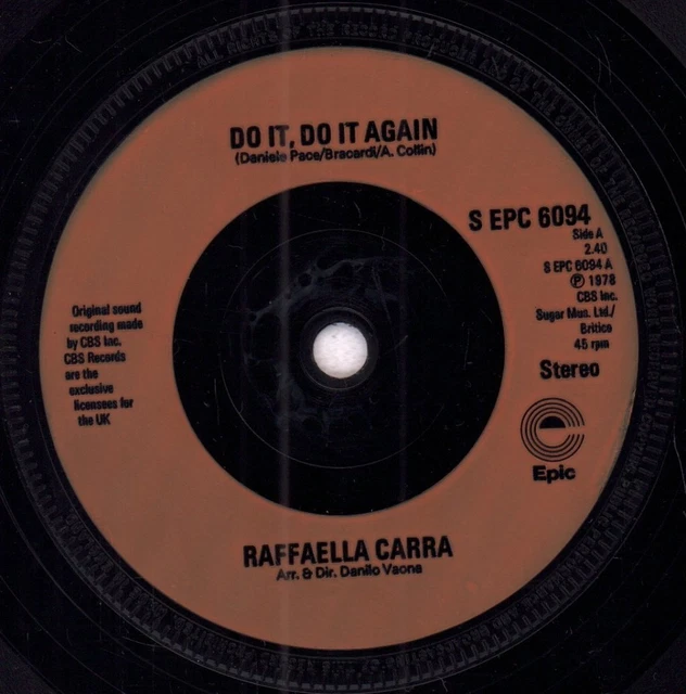 Raffaella carra do it do it again 7 vinyl uk epic 1978 bronze