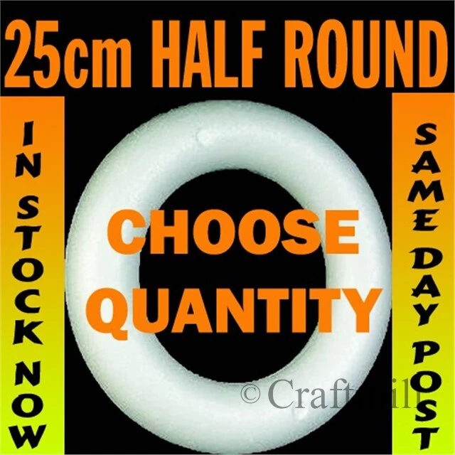 25cm Polystyrene HALF round rounded Rings Wreaths for craft christmas florist