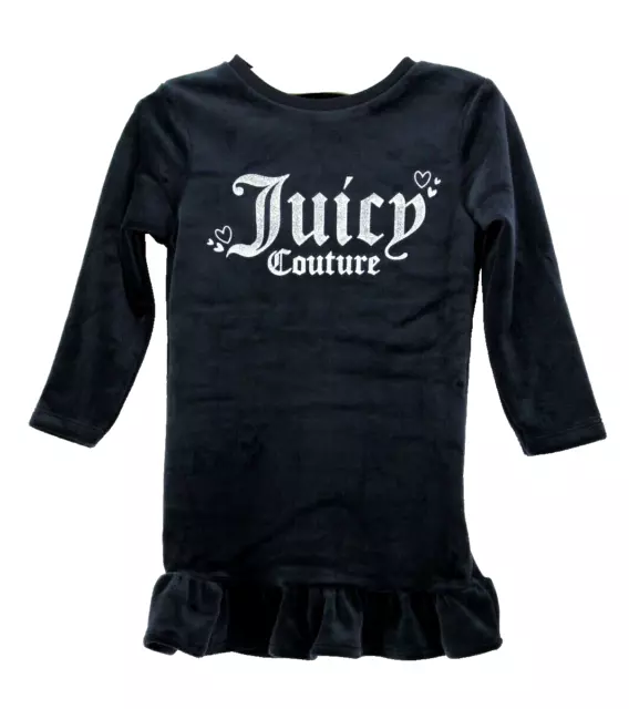 Abito a tunica a maniche lunghe Juicy Couture bambina blu velluto argento glitter 12 M