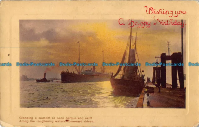 R041170 Greeting Postcard. Wishing You a Happy Birthday. Ships. Wildt and Kray.