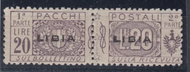 Italy Libia - Pacchi n.13f Variety overprint shifted to center cv 720$ MH*