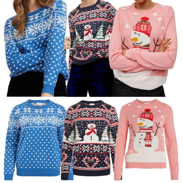 Ladies Womens Girls Xmas Christmas Novelty Jumper Sweater Rudolph Snowman Santa