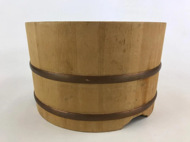 Japanese Handmade Wooden Oke Bucket Vtg Water Rice Pickles Storage BK21 3