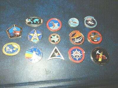 NASA Space Shuttle METAL ENAMELED Lot of 14 diff. Columbia- crew names crafts