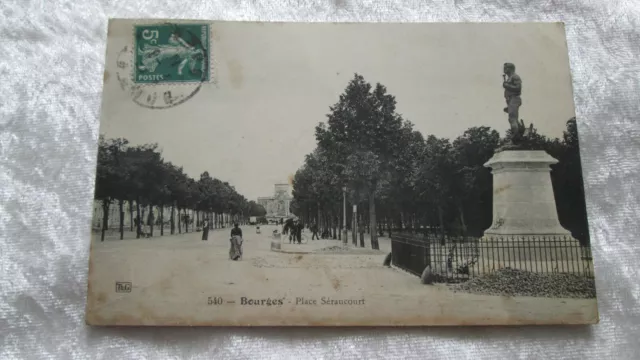 CPA carte postale Bourges / Place Séraucourt _ rue animée 1911