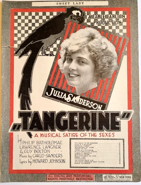 Sheet Music, from the musical Tangerine "Sweet Lady"- 1921
