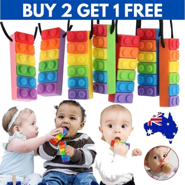 UK STOCK Sensory Chew Necklace Biting Teething Autism ADHD Kids Chewy Stock Baby
