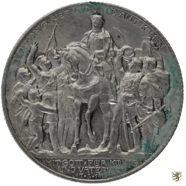 PREUSSEN, 2 Mark, 1913 A, Wilhelm II., 100 Jahre Befreiungskriege, Jg. 109