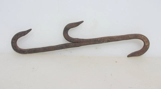 Antique Iron Ceiling Hook "S" Double Hanger Old Storage Vintage Hooks 11"H