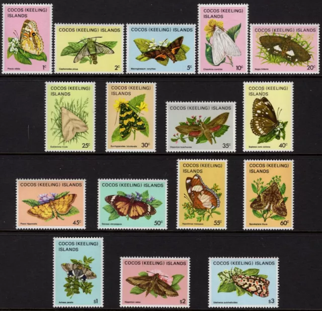 1982-83 Cocos (Keeling) Islands Butterflies & Moths Set Of 16 Mint Never Hinged