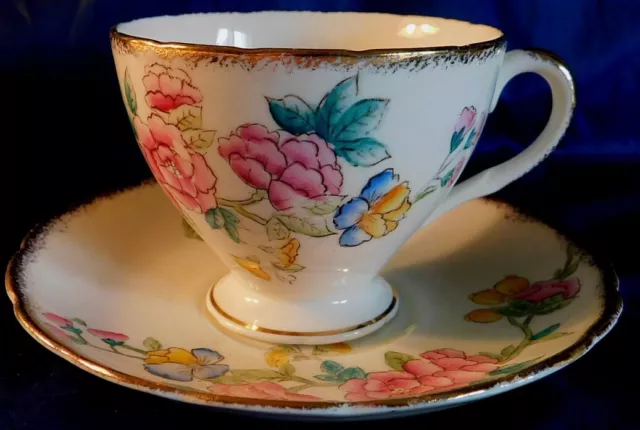 Vintage Foley China CHRYSTHANTHEMUM  E. Brain & Co Bone China Teacup & Saucer