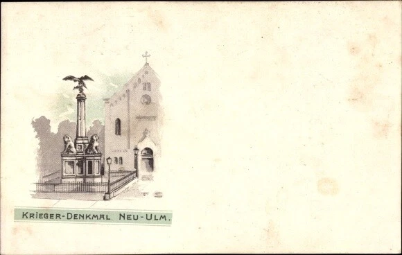 Künstler Ak Neu-Ulm in Schwaben, Ansicht vom Kriegerdenkmal, Kirche - 10095324