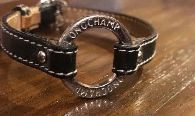 LONGCHAMP BRACELET FEMME le Foulonn cuir marron et argent EUR 30