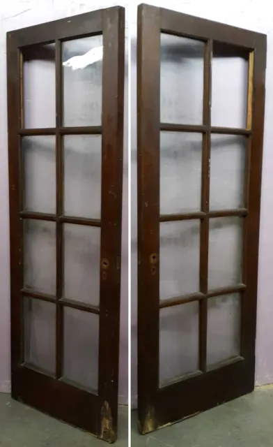 30x80"x1.75" Antique Vintage Old Wood Wooden Exterior French Door Window Glass 3