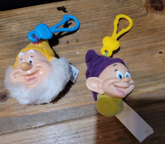 MCDONALDS DISNEY SNOW White & Dwarfs Plush Back Pack ClipOns