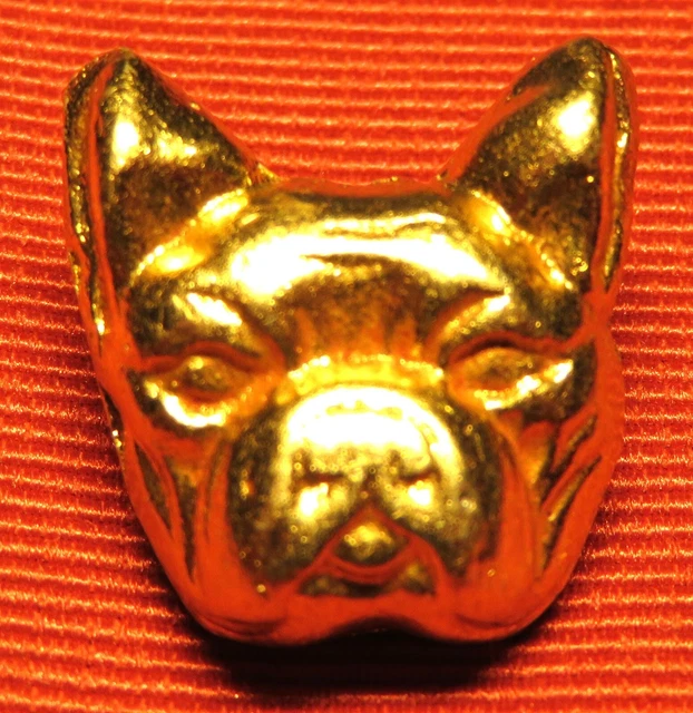 BOUTON ancien TÊTE de BOULEDOGUE métal doré COLLECTION