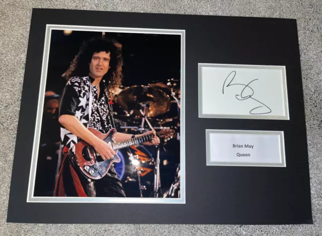 Brian May Hand Signed Queen Photo Mount Coa Autograph Music Freddie Mercury