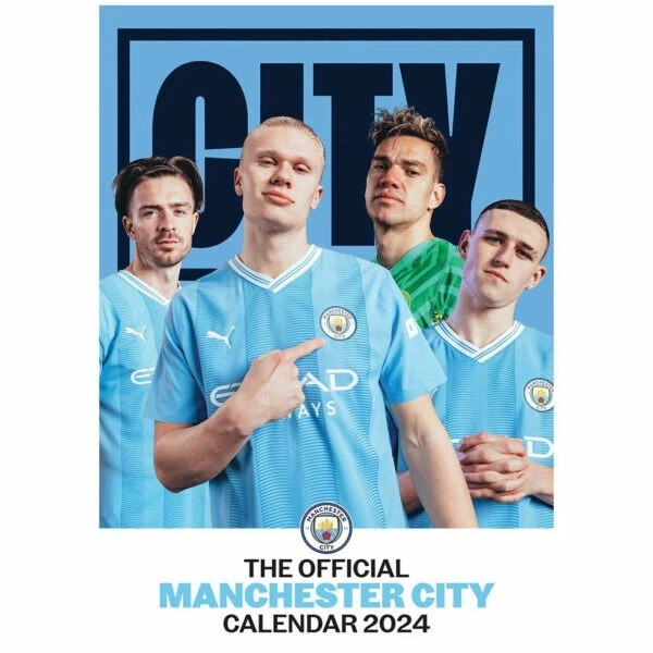 MANCHESTER CITY FC A3 Calendrier 2025 Marchandise Officielle EUR 40,68
