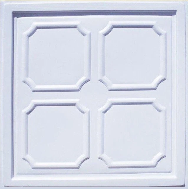 Ceiling Tiles, Faux Tin, restaurant bar decor wall panels, 2' x 2', ALFA White